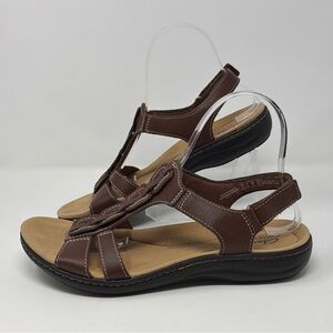 Clarks Women's Sandals Loomis Katey Tan Leather Gladiator Comfort 7.5M